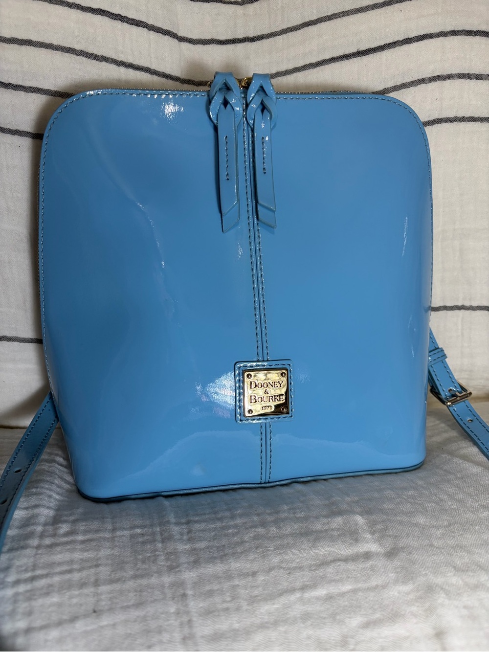 Dooney & Bourke Trixie Light Blue Patent Leather Crossbody Bag